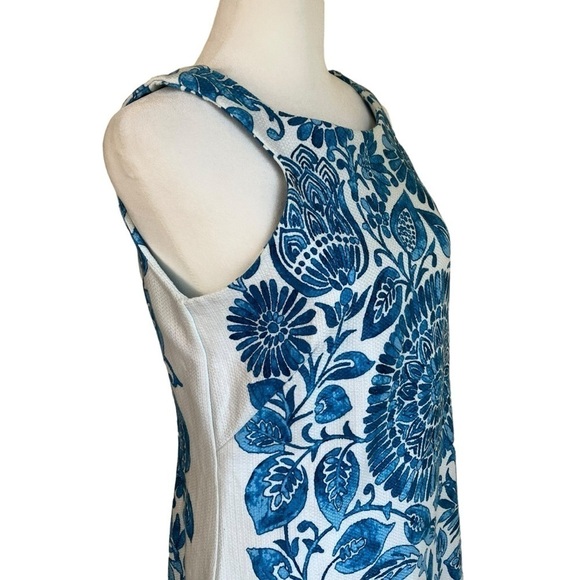 Just…Taylor Summer Sheath Dress Medallion Floral Leaf Print Textured Cotton Sz 4 - Picture 5 of 16